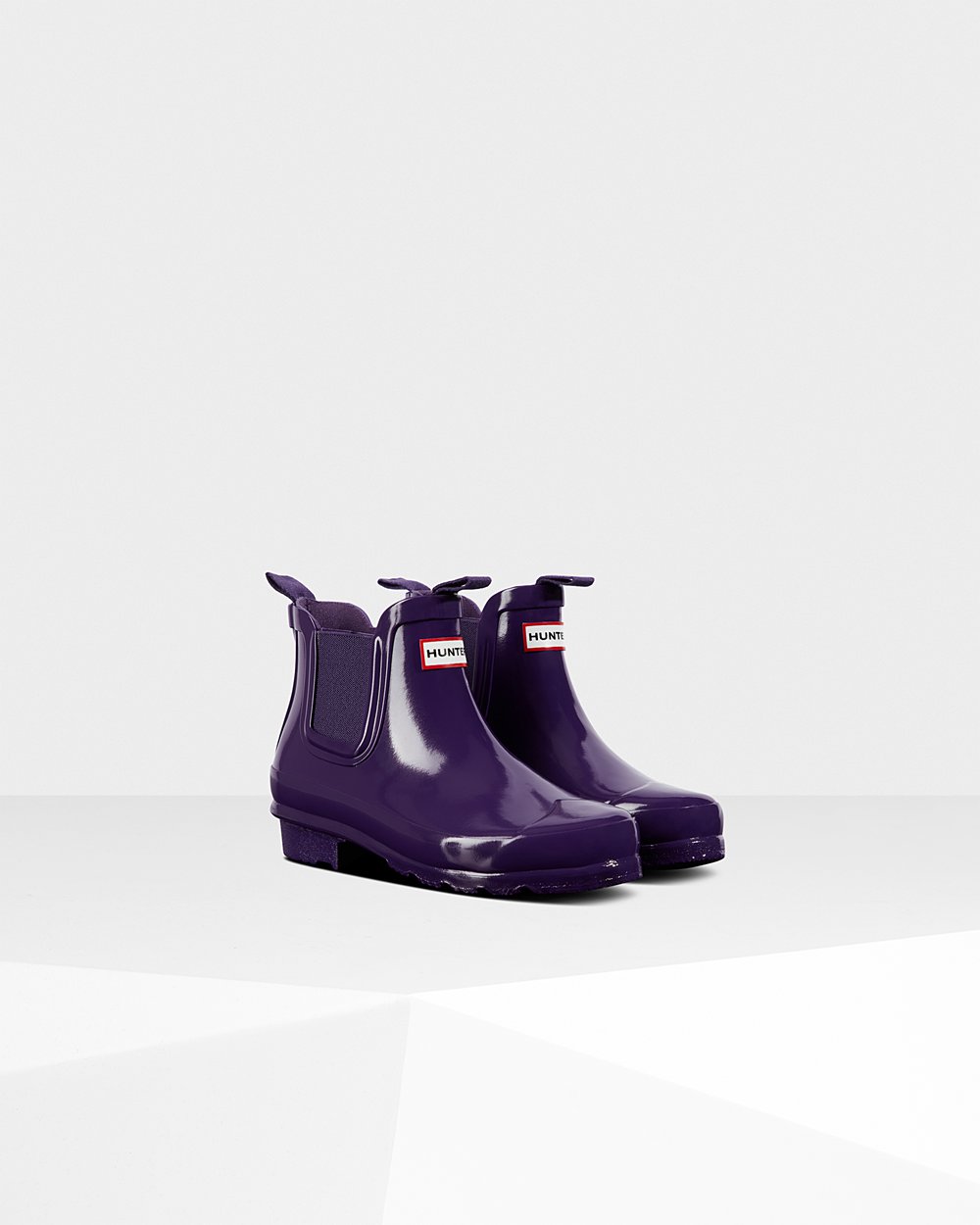 Kids Chelsea Boots - Hunter Original Big Gloss (39BWZFDIN) - Blue Purple
